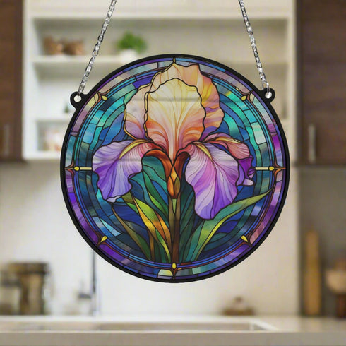 Iris Stained Glass Effect Suncatcher